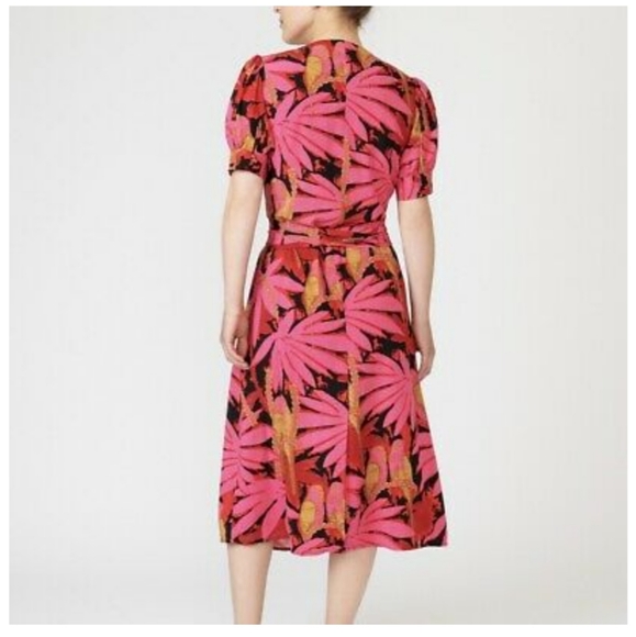 J Crew Faux-Wrap Midi Dress in Palm Print Size 0 - Picture 2 of 7